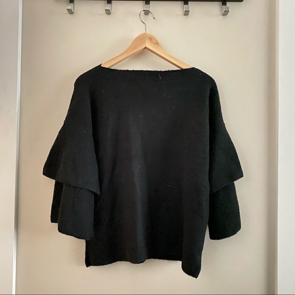 MADEWELL Black Tier Sleeve Wool Oversized Sweater - Picture 5 of 9